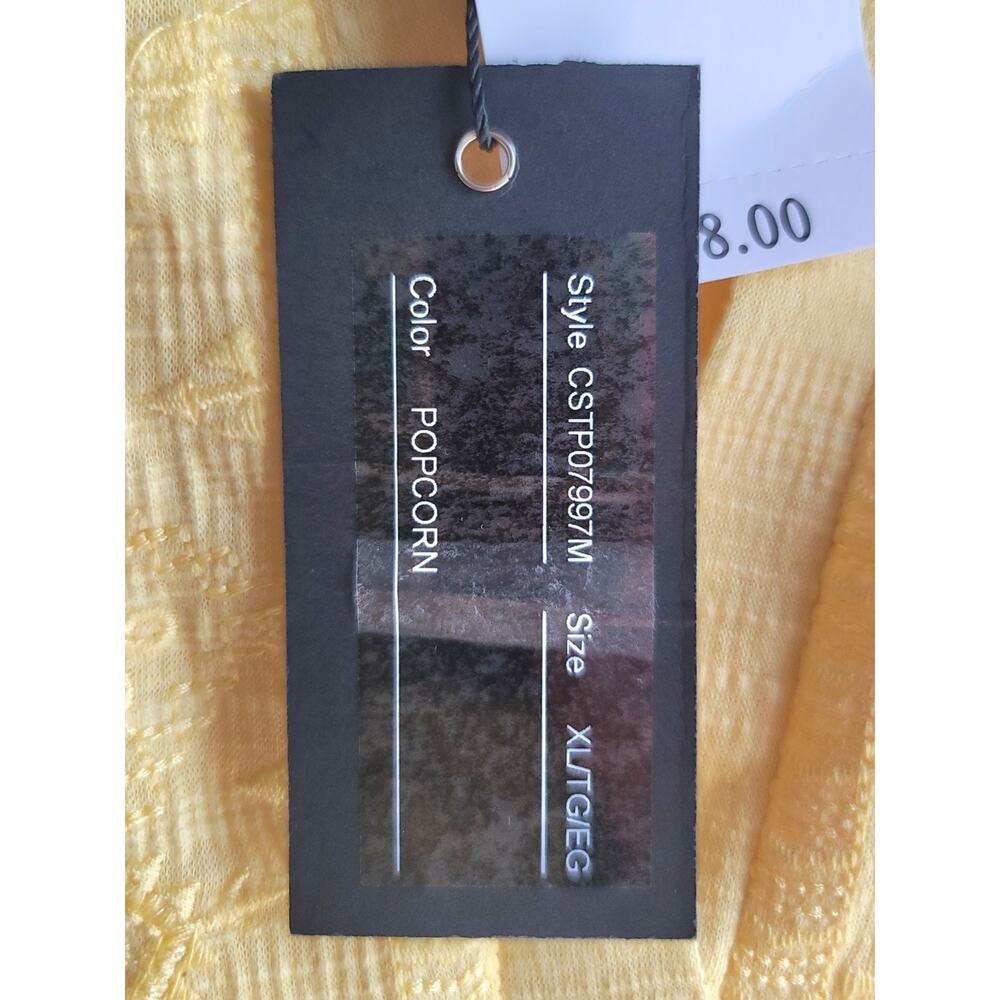 NWT Cable & Gauge Popcorn Yellow Embroidered V-Neck Top Size XL Boho Textured - Picture 12 of 16